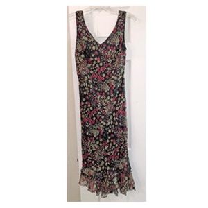 MIDI sleeveless black/red flowers